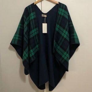 Green and Navy Plaid Poncho